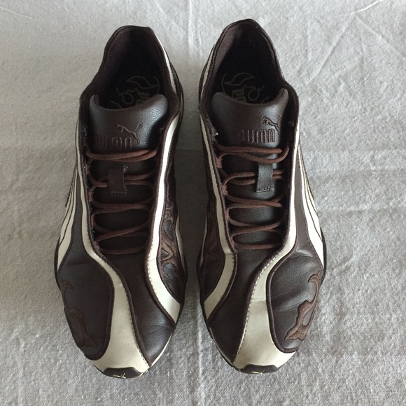 Puma Brown & Cream Embroidered Shoes - Picture 3 of 7